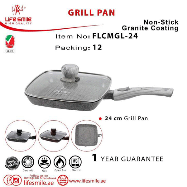 تابه گریل لایف اسمایل مدل FLCMGL-24-GRAY