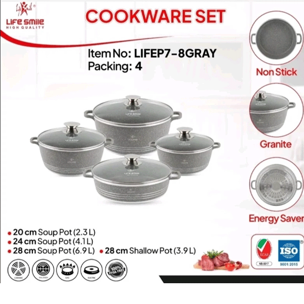 سرویس قابلمه 8 پارچ لایف اسمایل مدل P7-8-GRAY